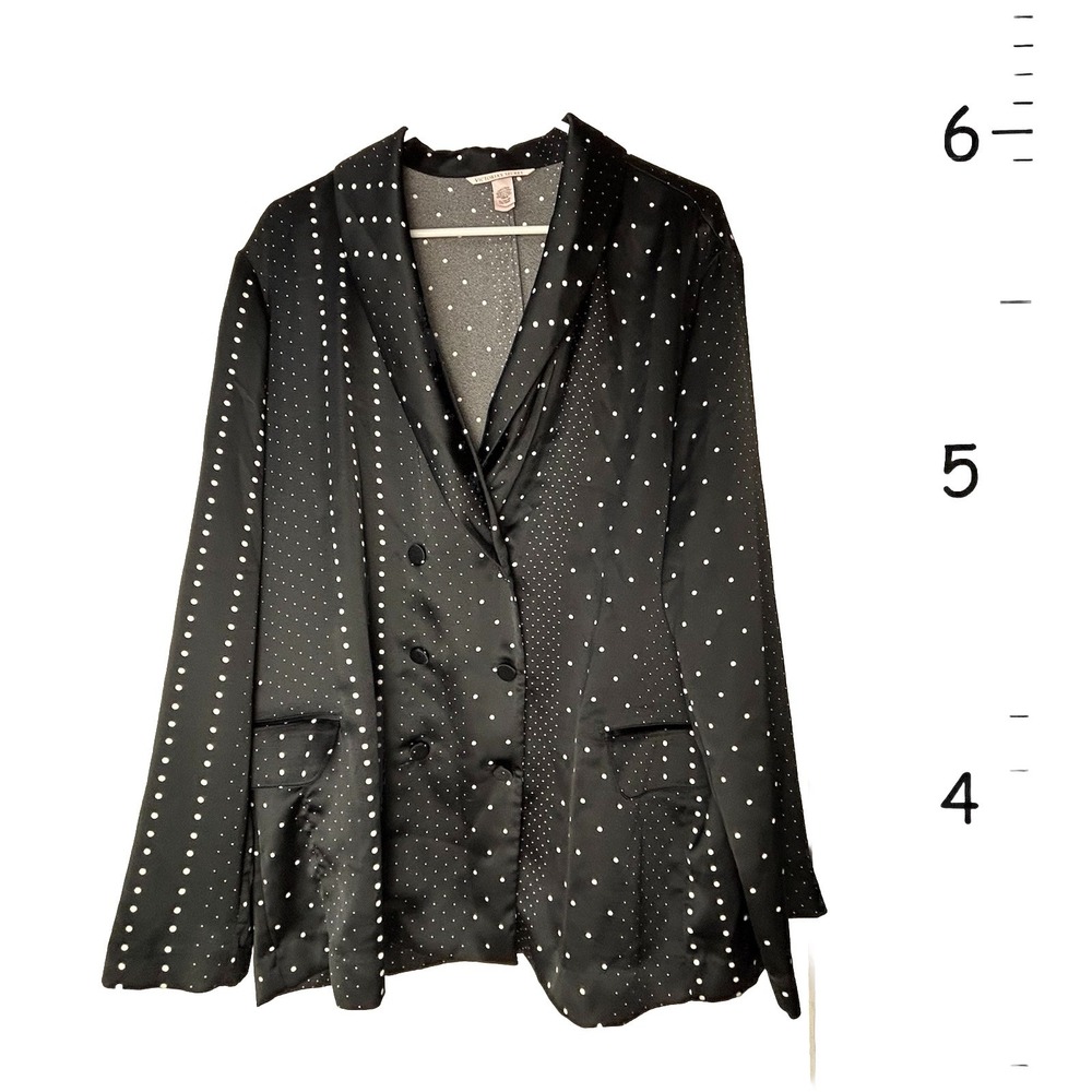 Victoria's Secret  SLEEP Pajama SHIRT BLACK White Polka Dot Top Size‎ XL